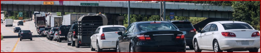 Backed-up traffic in Houston on I-10 East