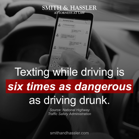 Texting while driving is six times more dangerous than drunk driving