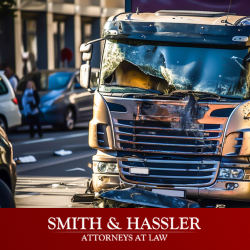 Damaged vehicles at the scene of a serious Houston truck accident