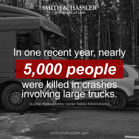 In one recent year, nearly 5,000 people were killed in crashes involving large trucks in Texas