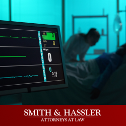 Close-up of a Texas hospital heart rate monitor showing flatline